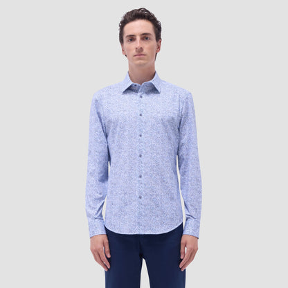 Bugatchi James Striped Abstract OoohCotton® Shirt Classic Blue