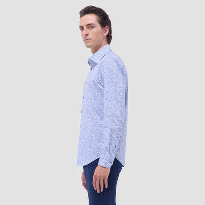 Bugatchi James Striped Abstract OoohCotton® Shirt Classic Blue