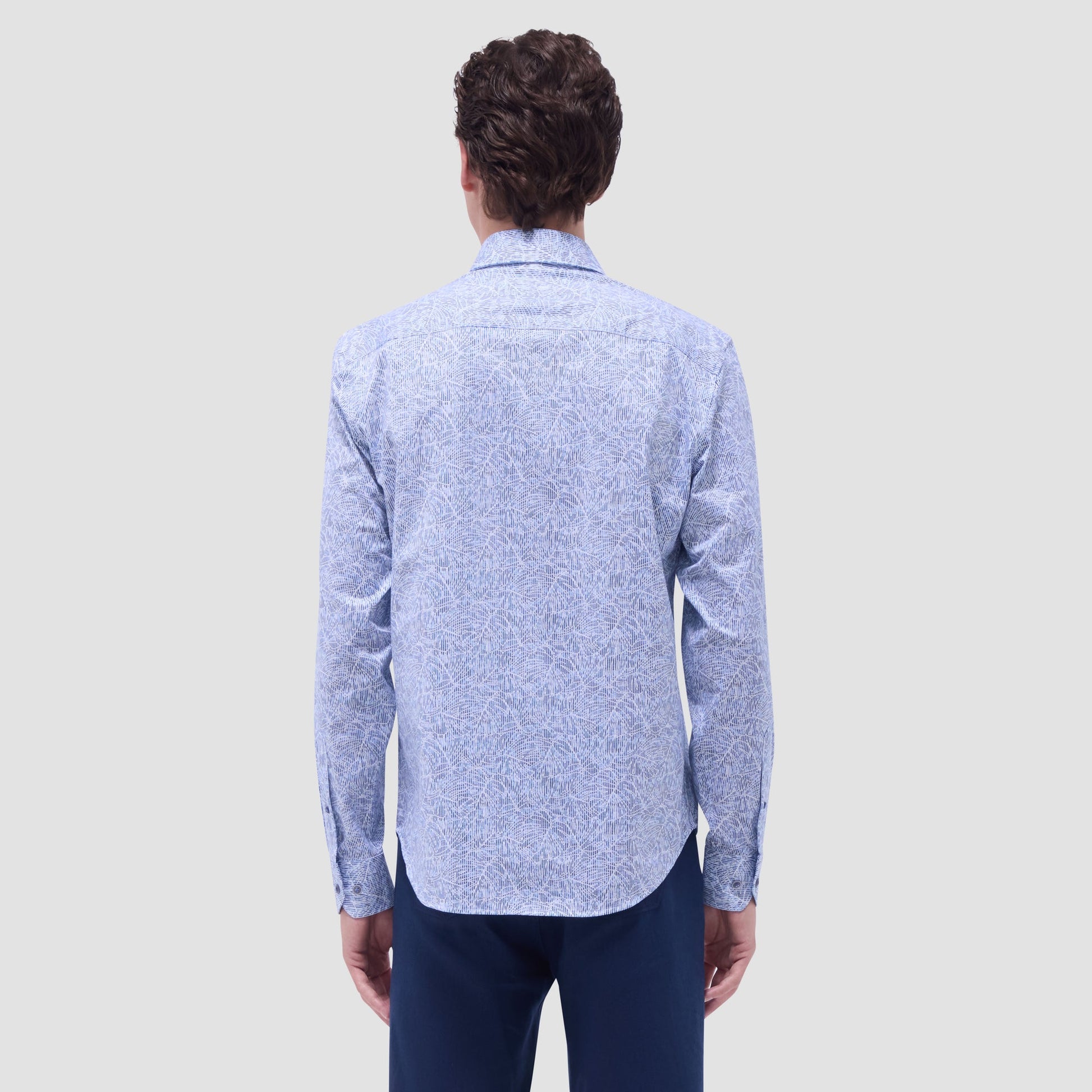 Bugatchi James Striped Abstract OoohCotton® Shirt Classic Blue