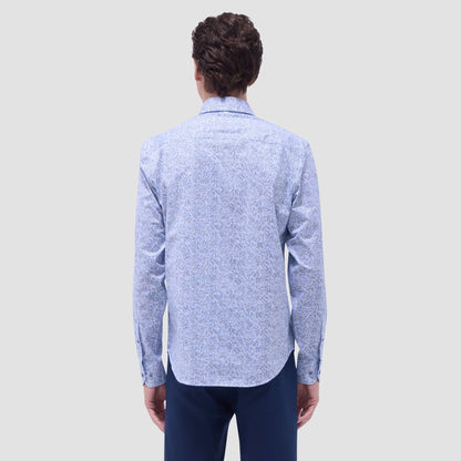 Bugatchi James Striped Abstract OoohCotton® Shirt Classic Blue