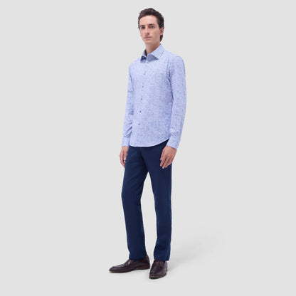 Bugatchi James Striped Abstract OoohCotton® Shirt Classic Blue