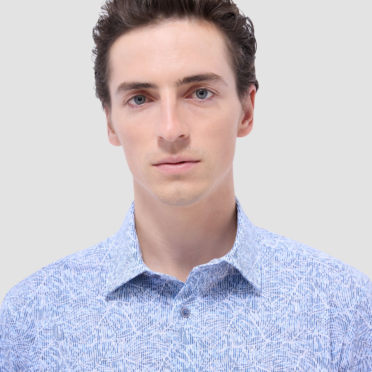 Bugatchi James Striped Abstract OoohCotton® Shirt Classic Blue