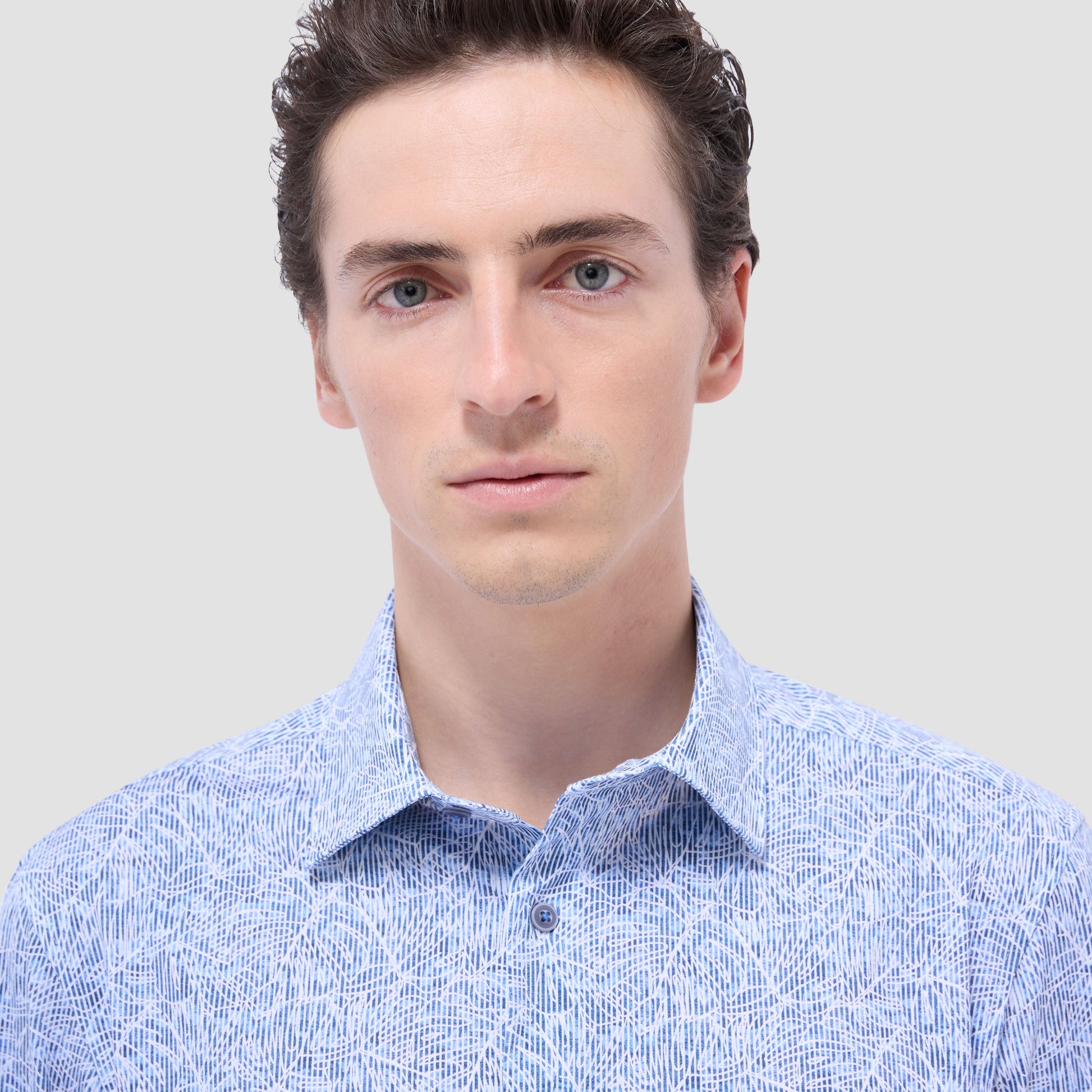 Bugatchi James Striped Abstract OoohCotton® Shirt Classic Blue