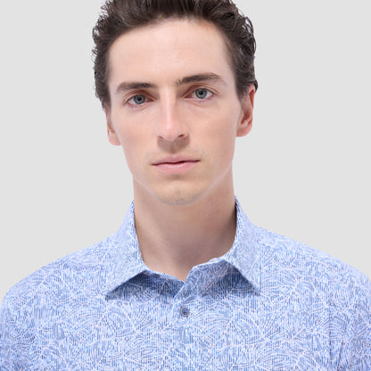 Bugatchi James Striped Abstract OoohCotton® Shirt Classic Blue