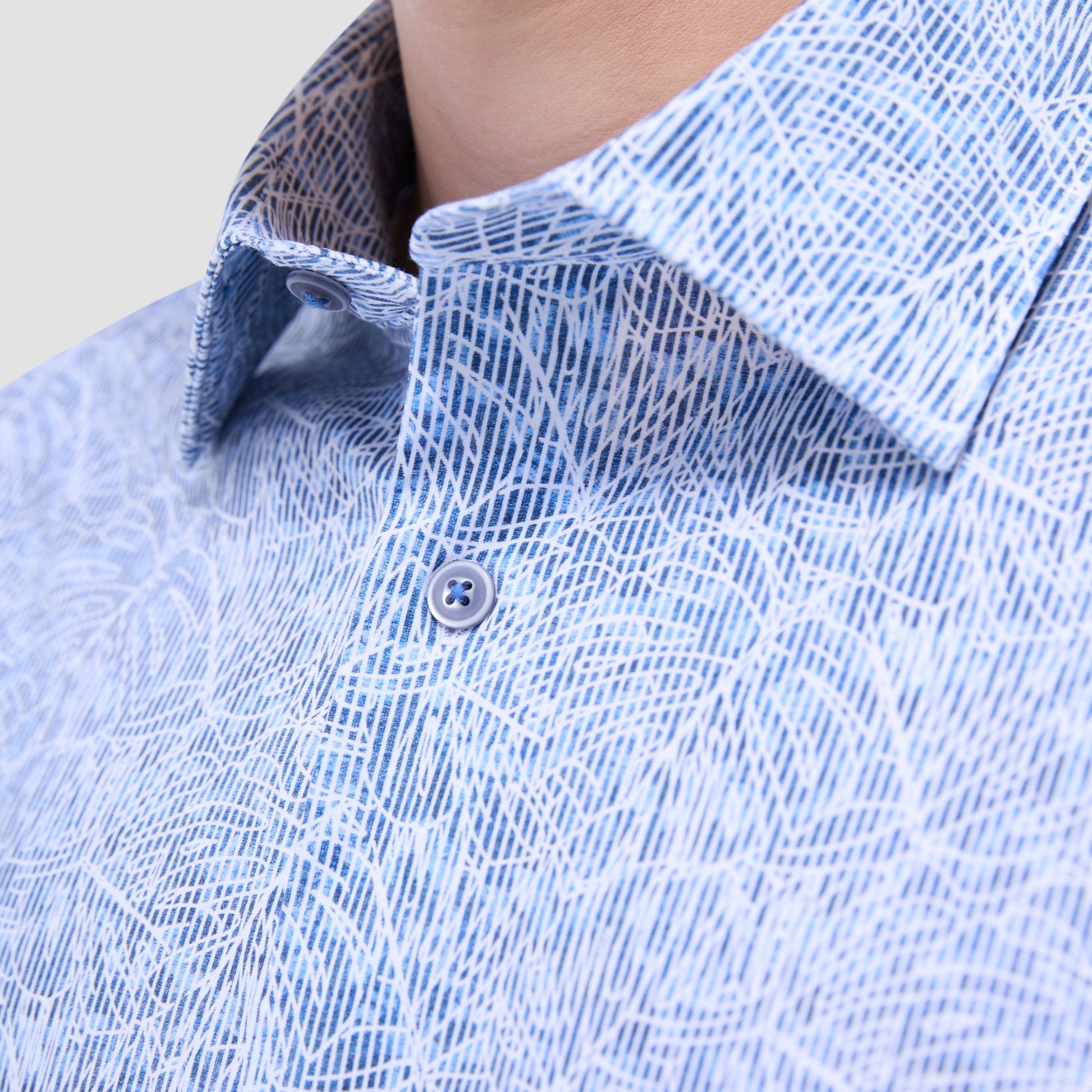 Bugatchi James Striped Abstract OoohCotton® Shirt Classic Blue