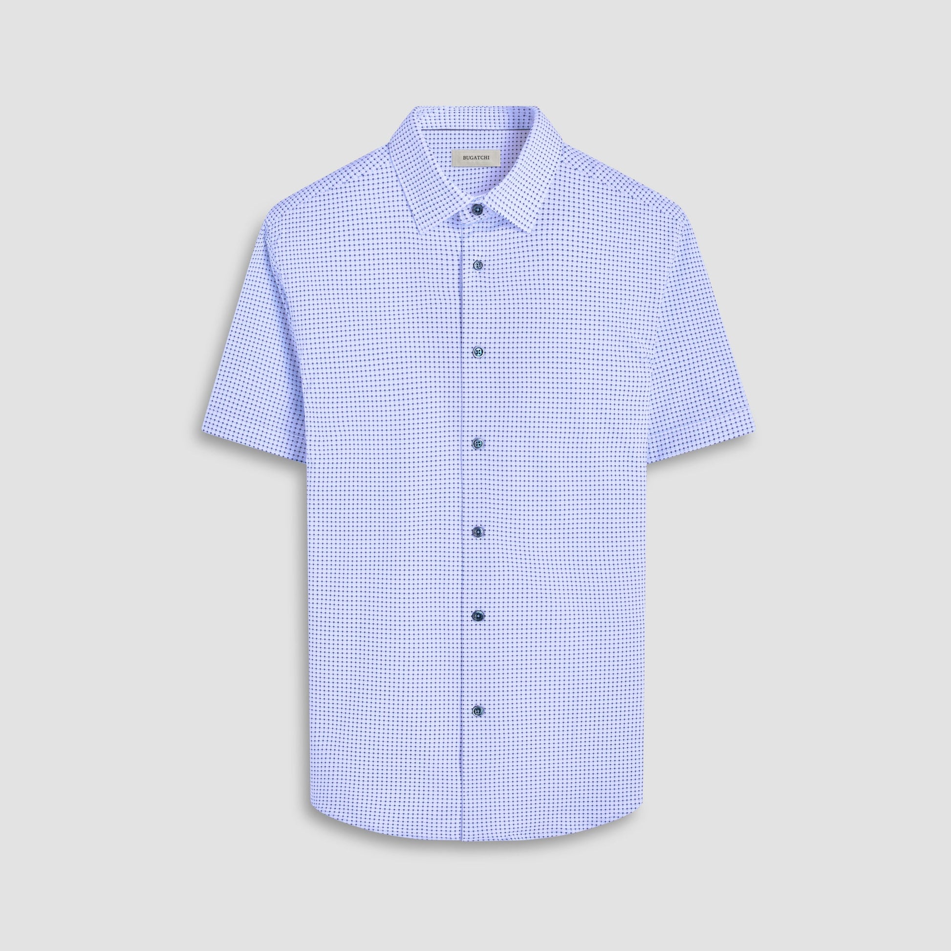 Bugatchi Miles Geometric OoohCotton® Short-Sleeve Shirt Air Blue
