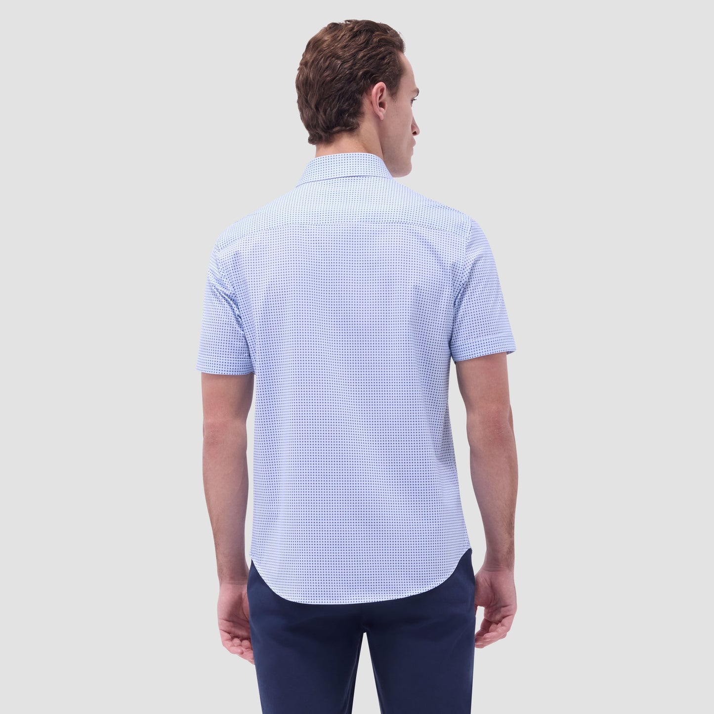 Bugatchi Miles Geometric OoohCotton® Short-Sleeve Shirt Air Blue