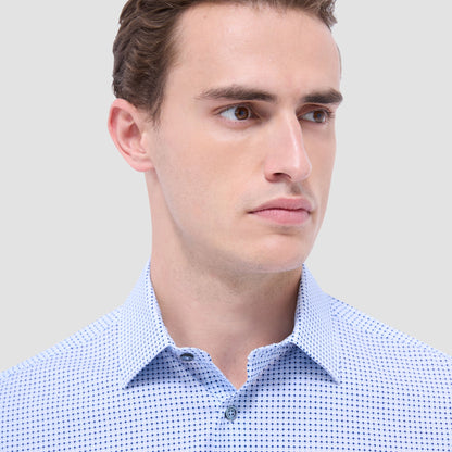Bugatchi Miles Geometric OoohCotton® Short-Sleeve Shirt Air Blue
