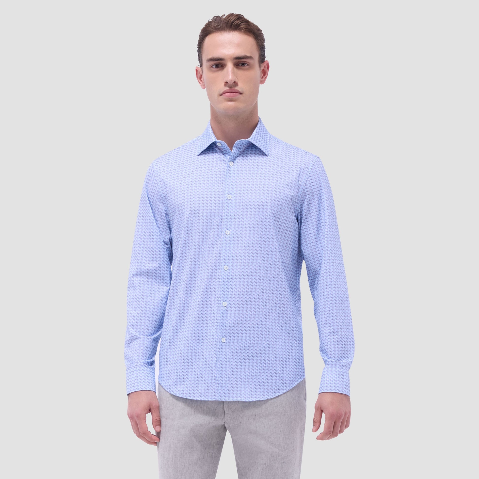 Bugatchi James Motorcycle OoohCotton® Shirt Air Blue
