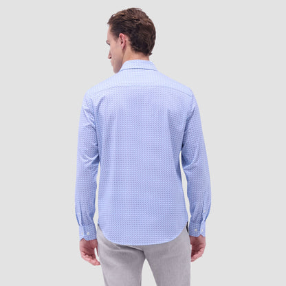 Bugatchi James Motorcycle OoohCotton® Shirt Air Blue