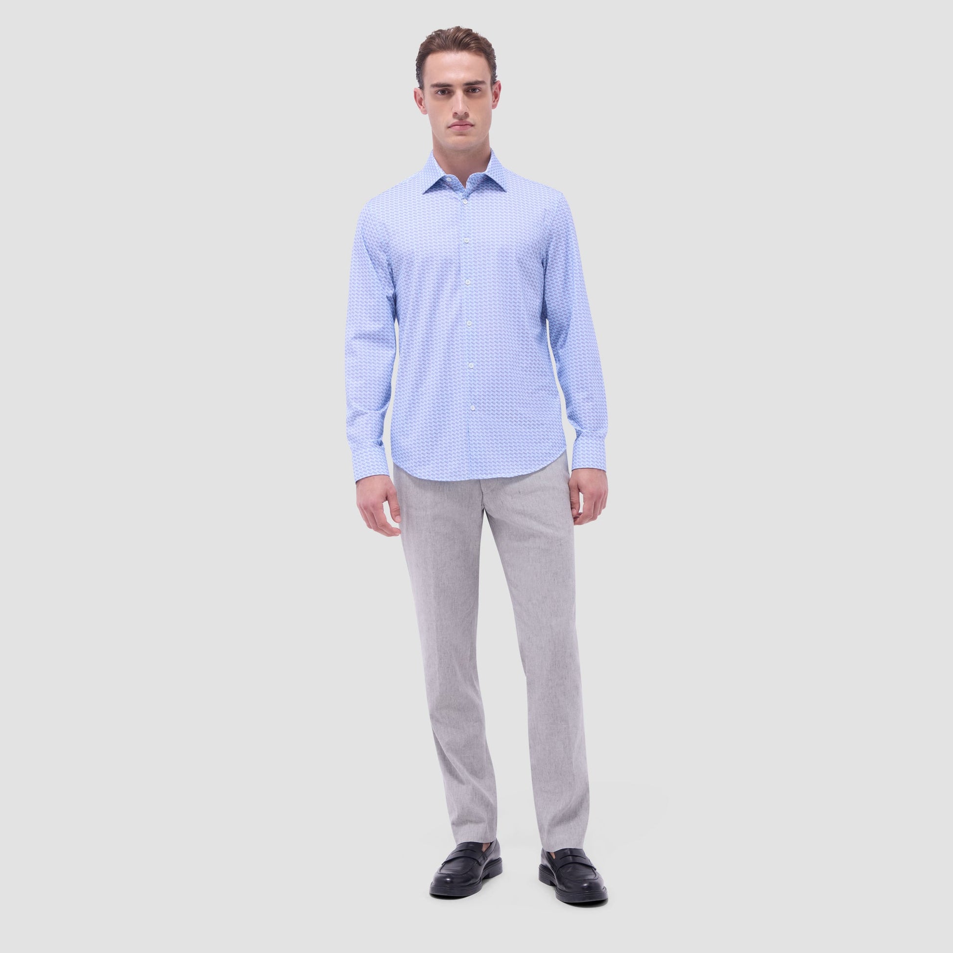 Bugatchi James Motorcycle OoohCotton® Shirt Air Blue