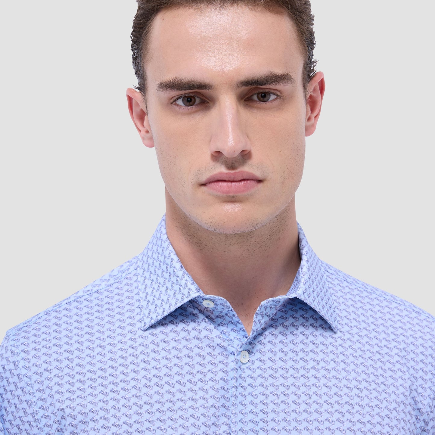 Bugatchi James Motorcycle OoohCotton® Shirt Air Blue