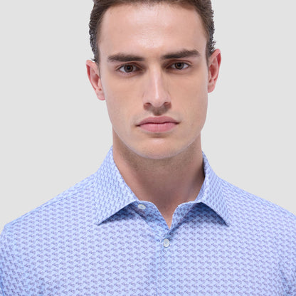 Bugatchi James Motorcycle OoohCotton® Shirt Air Blue
