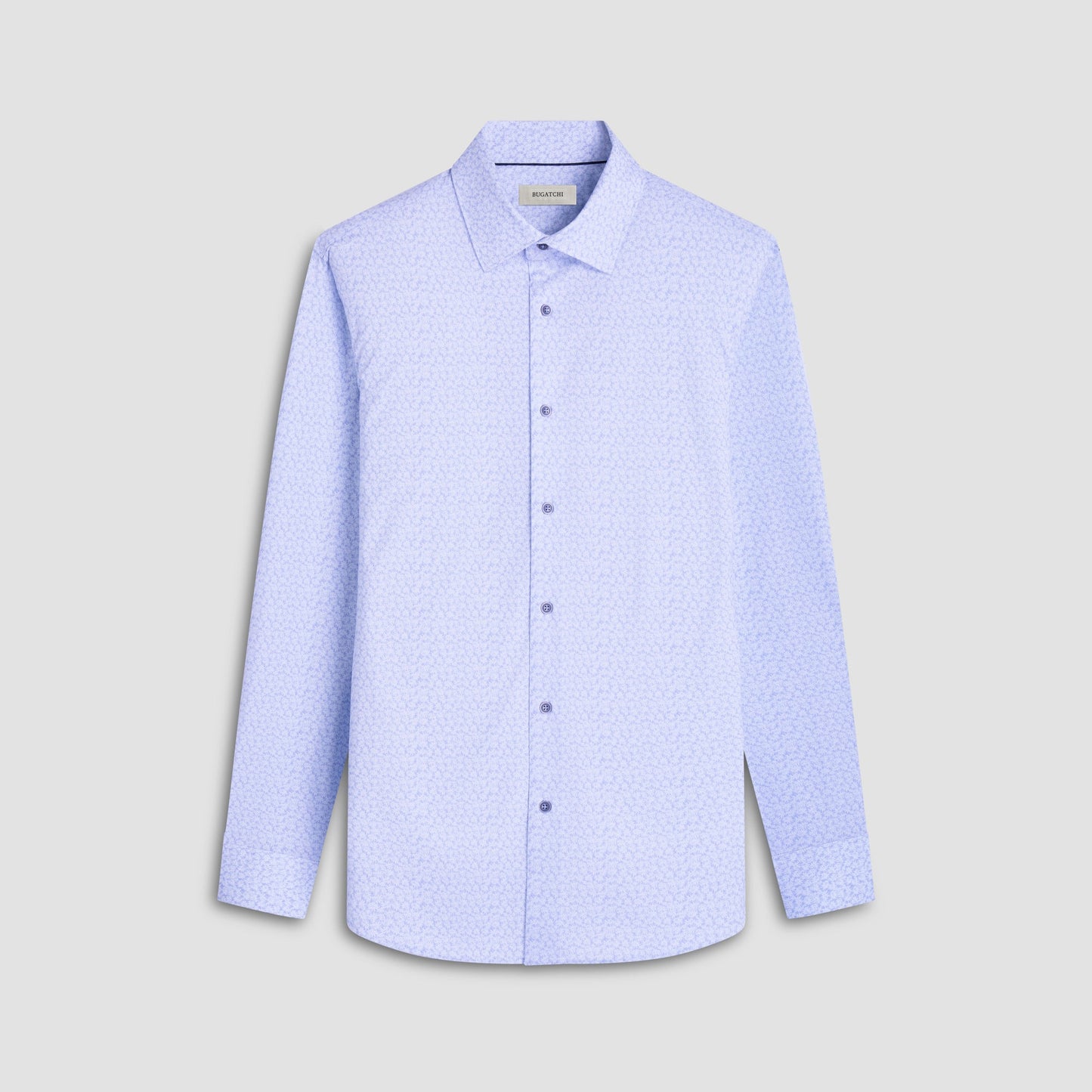 Bugatchi James Leaf Print OoohCotton® Shirt Air Blue