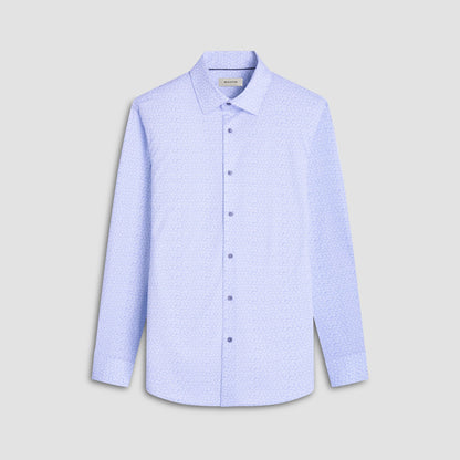 Bugatchi James Leaf Print OoohCotton® Shirt Air Blue