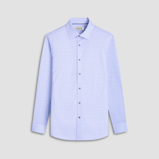 Bugatchi James Leaf Print OoohCotton® Shirt Air Blue