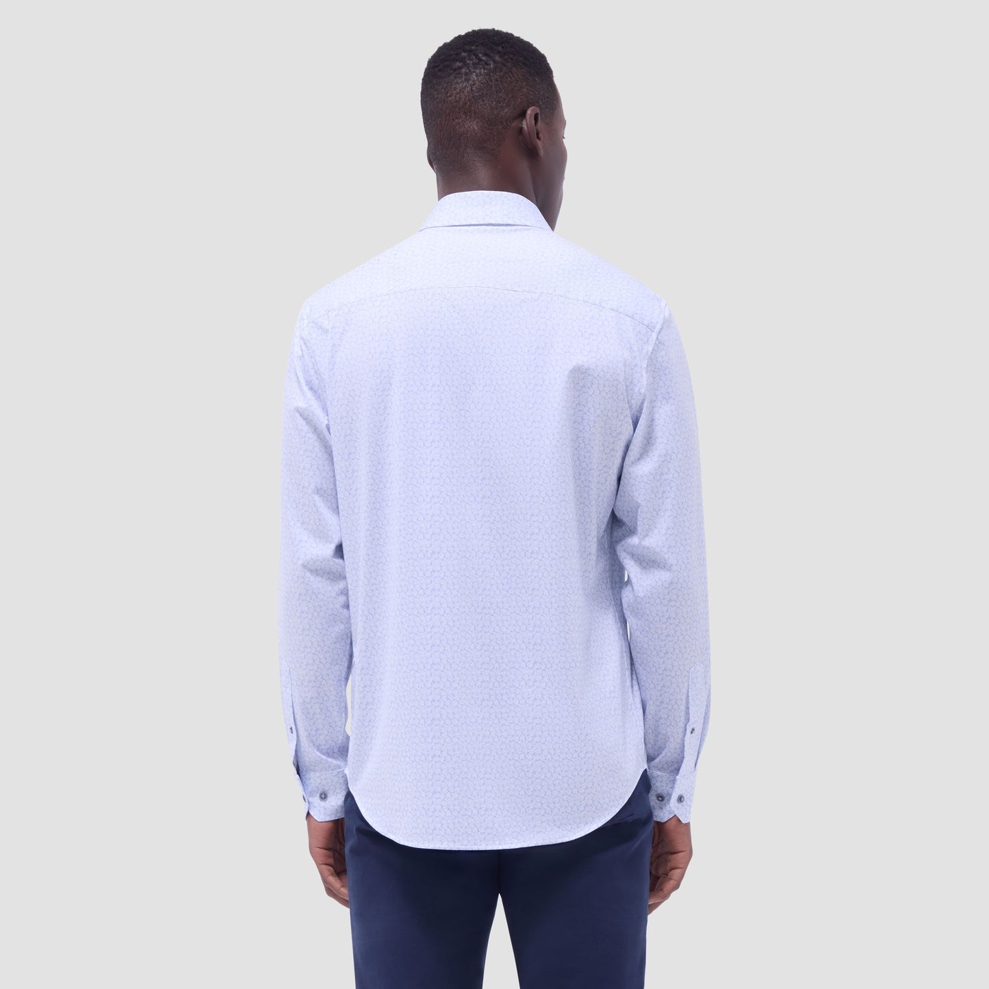 Bugatchi James Leaf Print OoohCotton® Shirt Air Blue