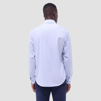 Bugatchi James Leaf Print OoohCotton® Shirt Air Blue