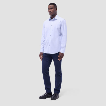 Bugatchi James Leaf Print OoohCotton® Shirt Air Blue