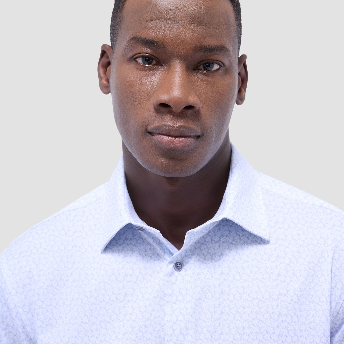 Bugatchi James Leaf Print OoohCotton® Shirt Air Blue