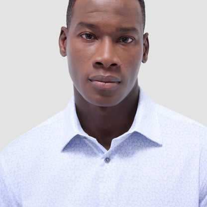 Bugatchi James Leaf Print OoohCotton® Shirt Air Blue