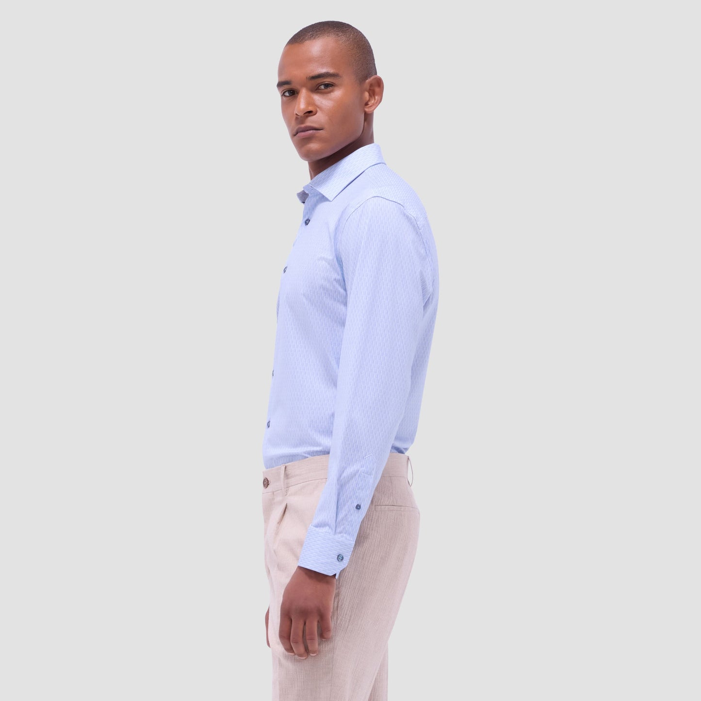 Bugatchi James Honeycomb OoohCotton® Shirt Air Blue
