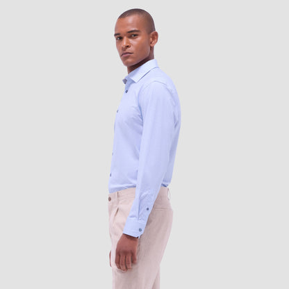 Bugatchi James Honeycomb OoohCotton® Shirt Air Blue