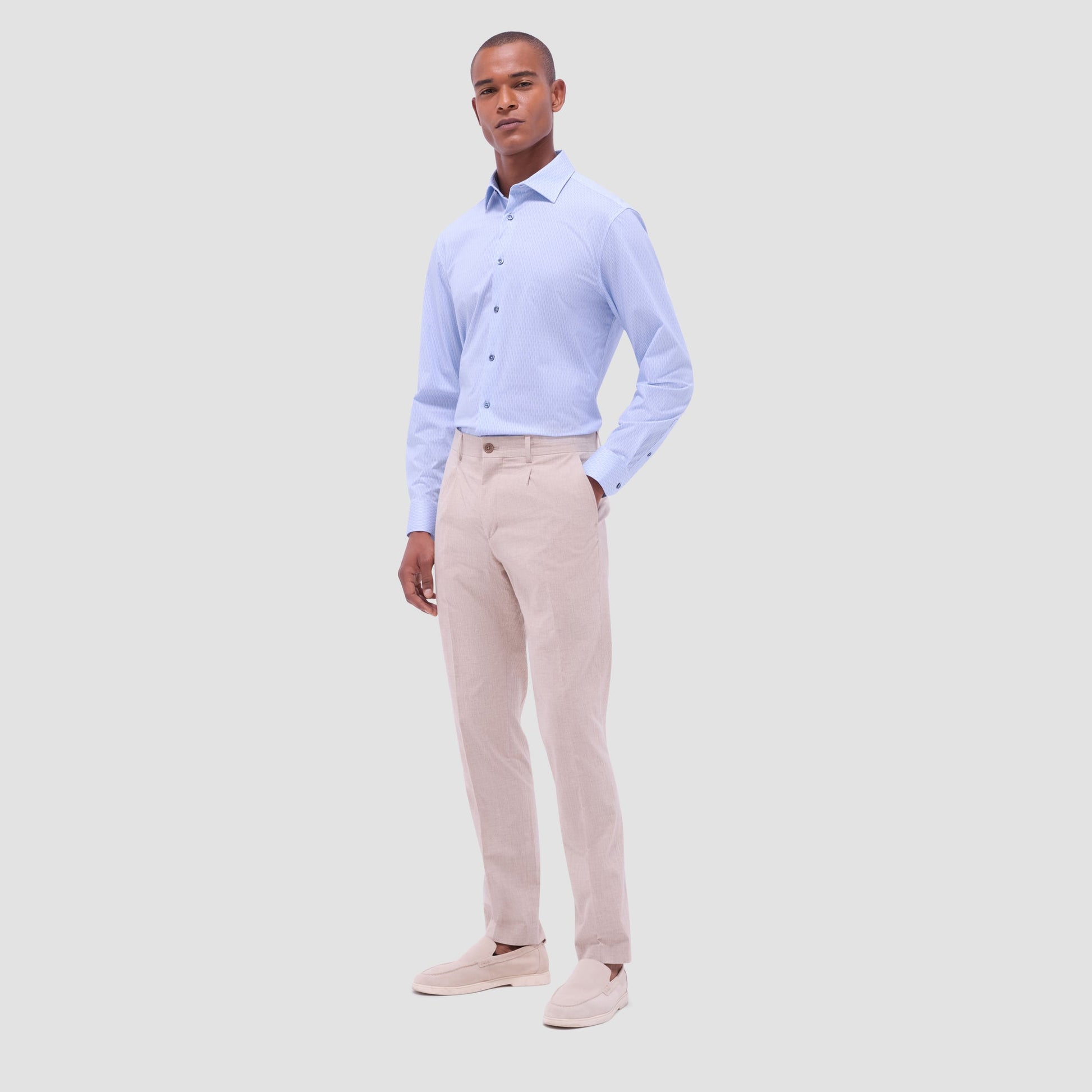 Bugatchi James Honeycomb OoohCotton® Shirt Air Blue
