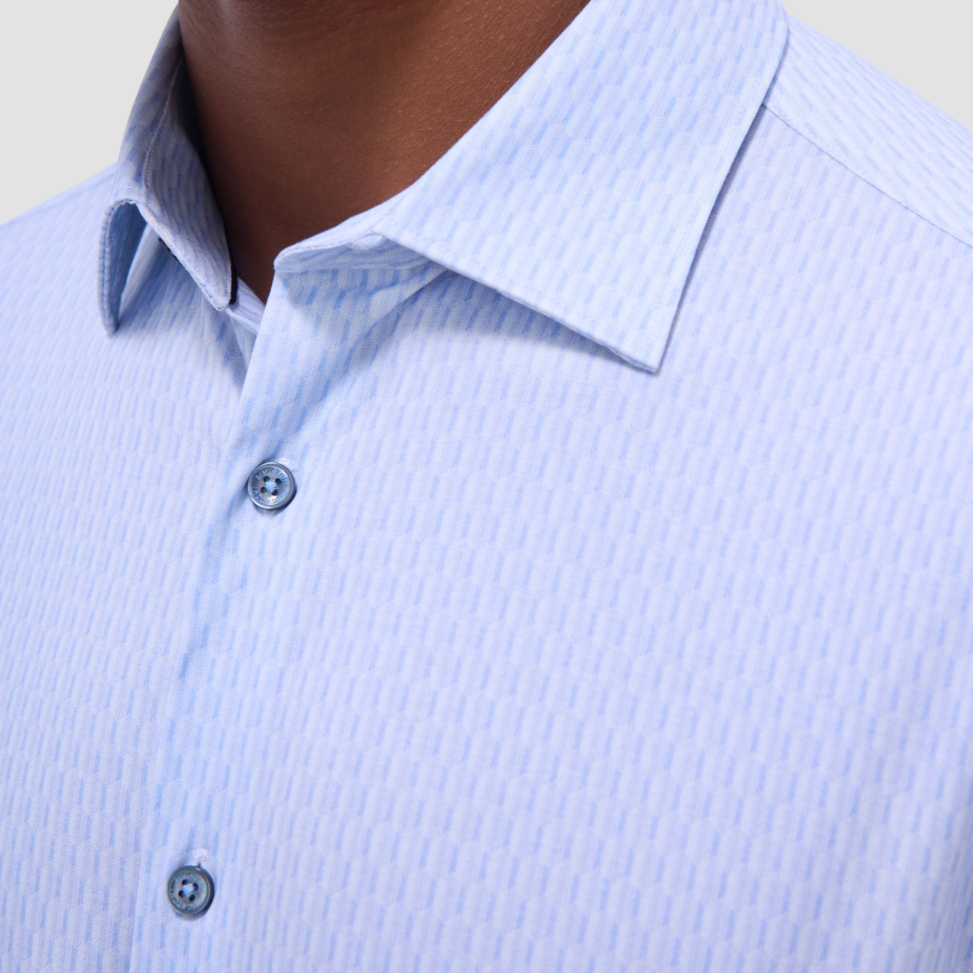 Bugatchi James Honeycomb OoohCotton® Shirt Air Blue