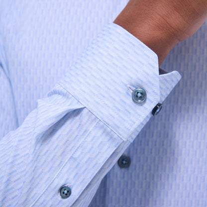 Bugatchi James Honeycomb OoohCotton® Shirt Air Blue