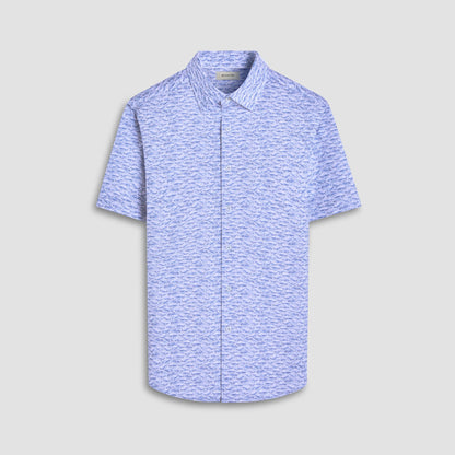 Bugatchi Miles Vintage Car OoohCotton® Short-Sleeve Shirt Air Blue