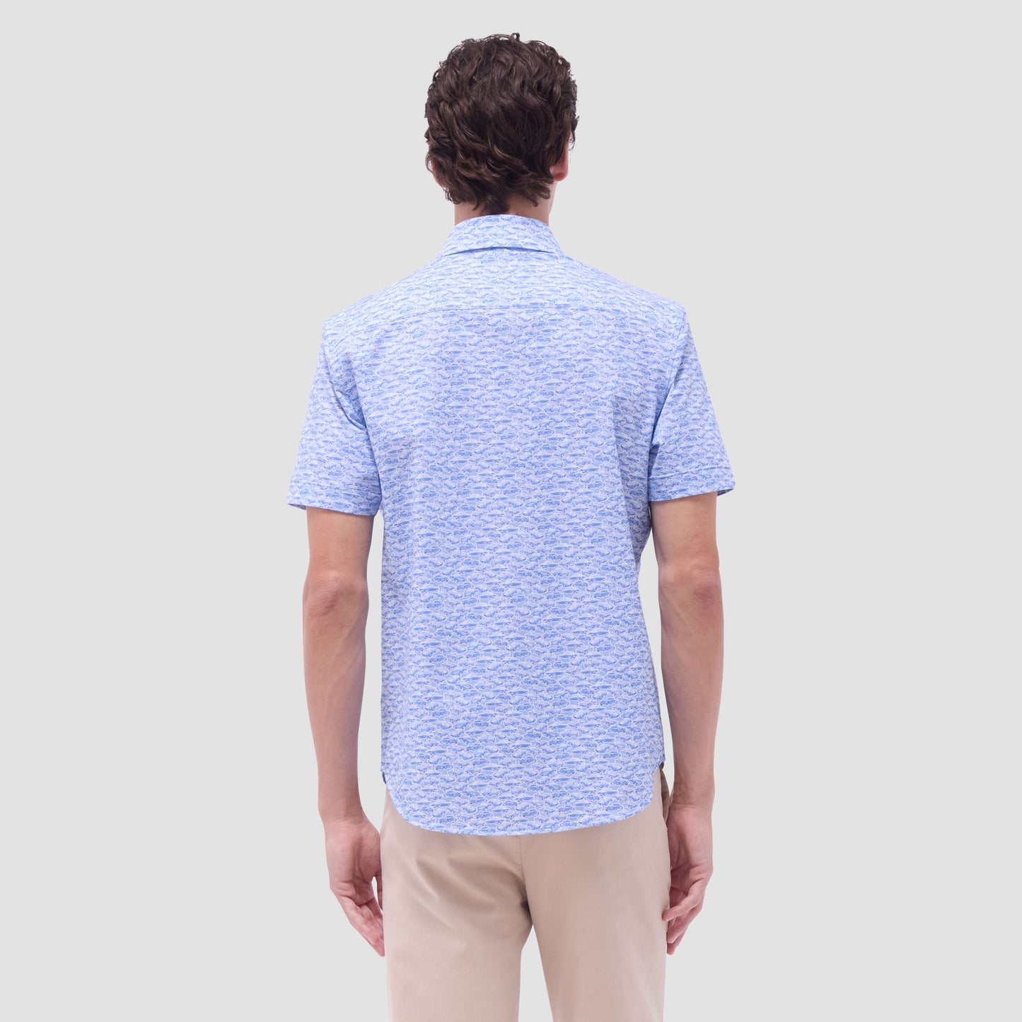 Bugatchi Miles Vintage Car OoohCotton® Short-Sleeve Shirt Air Blue