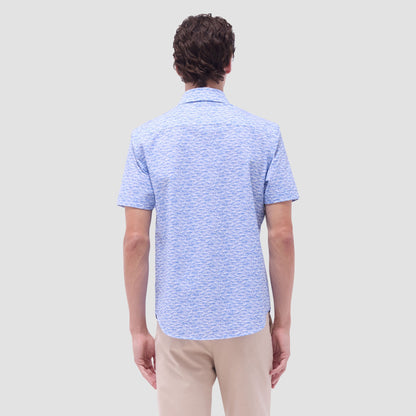 Bugatchi Miles Vintage Car OoohCotton® Short-Sleeve Shirt Air Blue