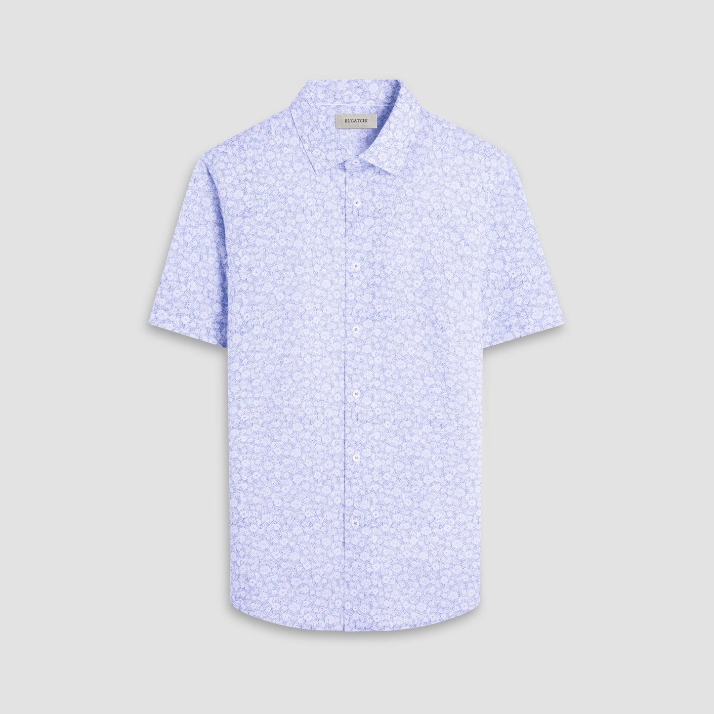 Bugatchi Miles Floral OoohCotton® Short-Sleeve Shirt Classic Blue