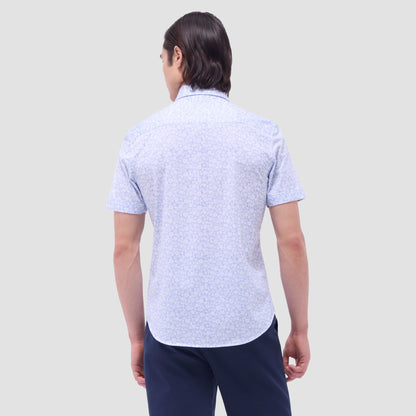 Bugatchi Miles Floral OoohCotton® Short-Sleeve Shirt Classic Blue