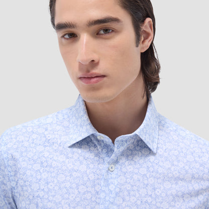 Bugatchi Miles Floral OoohCotton® Short-Sleeve Shirt Classic Blue