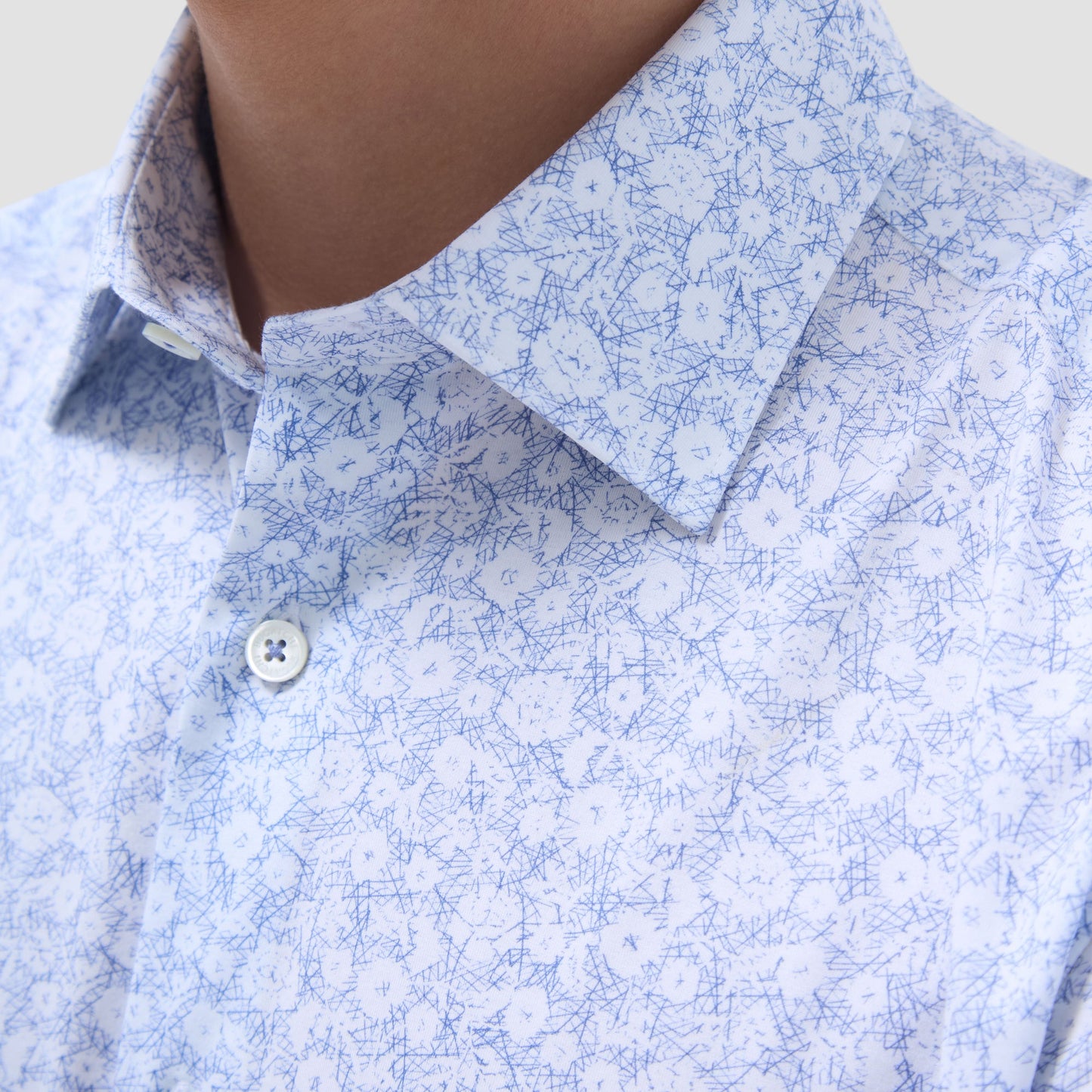Bugatchi Miles Floral OoohCotton® Short-Sleeve Shirt Classic Blue