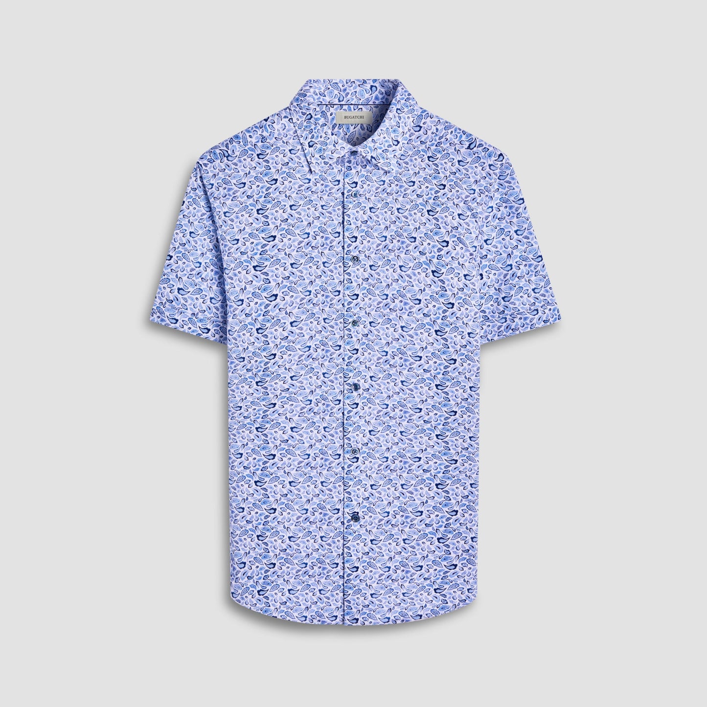 Bugatchi Miles Paisley OoohCotton® Short-Sleeve Shirt Classic Blue