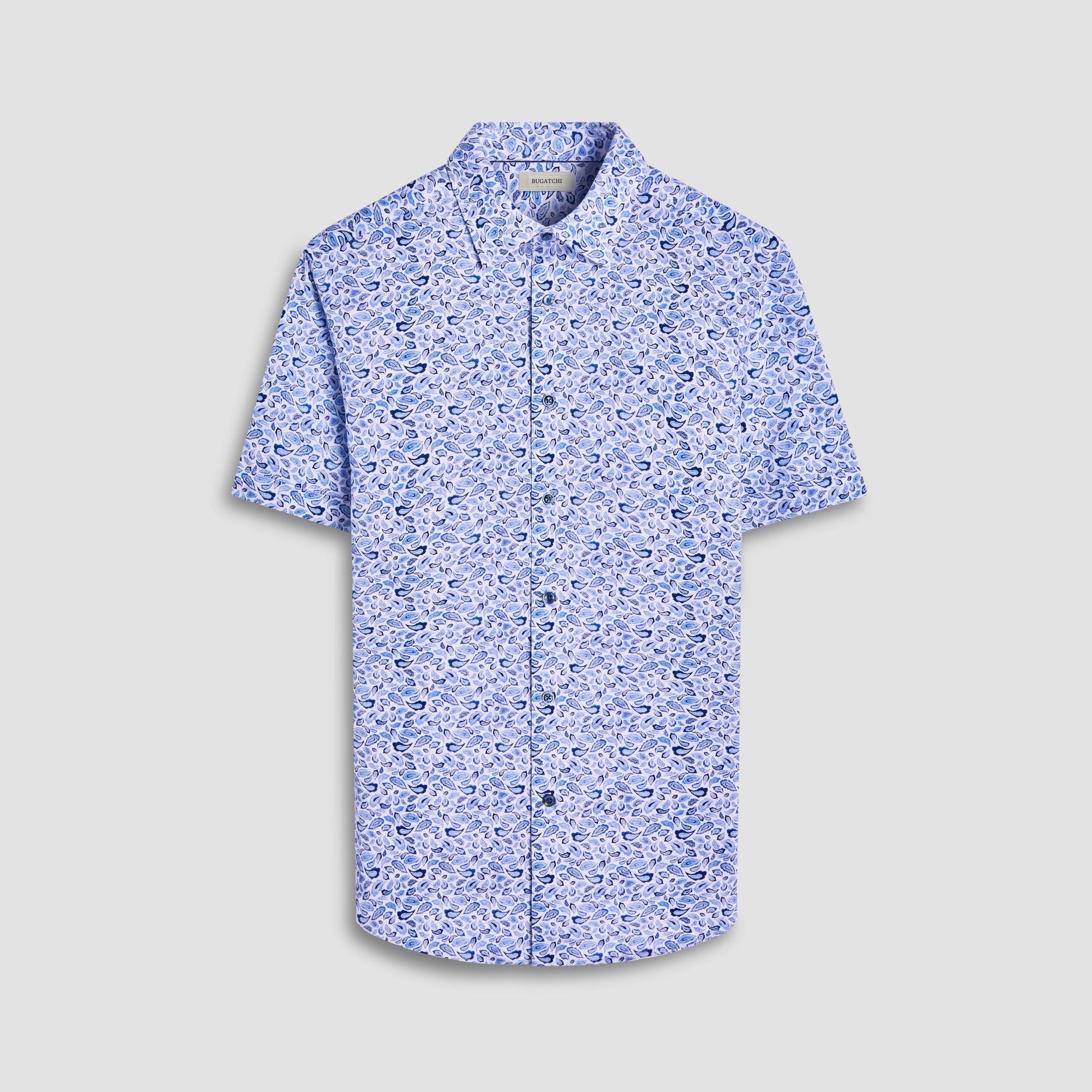 Bugatchi Miles Paisley OoohCotton® Short-Sleeve Shirt Classic Blue