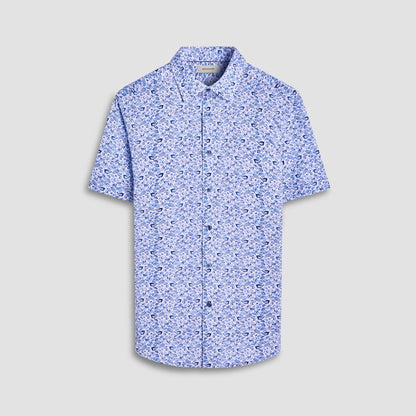 Bugatchi Miles Paisley OoohCotton® Short-Sleeve Shirt Classic Blue