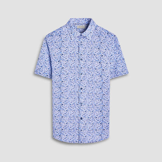 Bugatchi Miles Paisley OoohCotton® Short-Sleeve Shirt Classic Blue