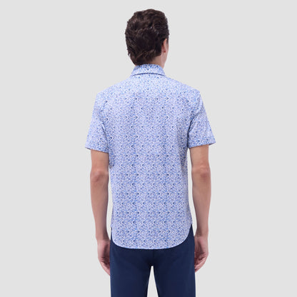 Bugatchi Miles Paisley OoohCotton® Short-Sleeve Shirt Classic Blue
