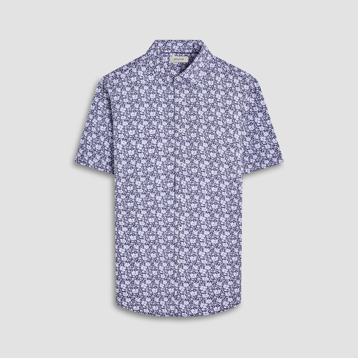 Bugatchi Miles Floral OoohCotton® Short-Sleeve Shirt Navy