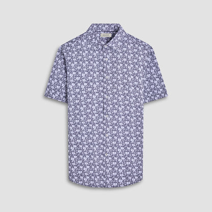 Bugatchi Miles Floral OoohCotton® Short-Sleeve Shirt Navy