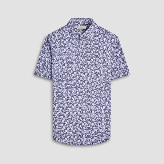 Bugatchi Miles Floral OoohCotton® Short-Sleeve Shirt Navy