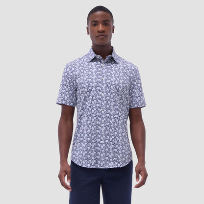 Bugatchi Miles Floral OoohCotton® Short-Sleeve Shirt Navy