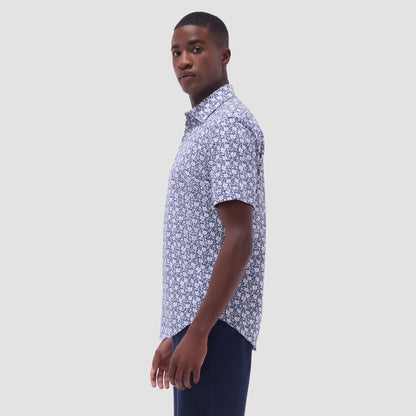 Bugatchi Miles Floral OoohCotton® Short-Sleeve Shirt Navy