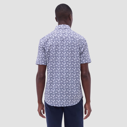 Bugatchi Miles Floral OoohCotton® Short-Sleeve Shirt Navy