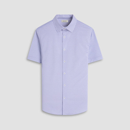 Bugatchi Miles Bird Print OoohCotton® Short-Sleeve Shirt Peacock