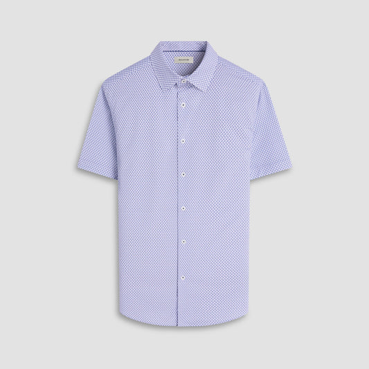 Bugatchi Miles Bird Print OoohCotton® Short-Sleeve Shirt Peacock